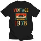 Narodeninový darček Vintage 1976 Mixtape T-shirt Pánske letné bavlnené tričko Casual Bavlnené krátke rukávy Plus Size