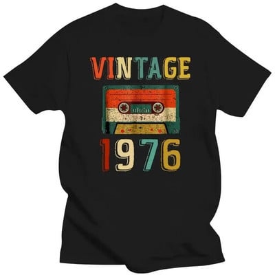 Narodeninový darček Vintage 1976 Mixtape T-shirt Pánske letné bavlnené tričko Casual Bavlnené krátke rukávy Plus Size