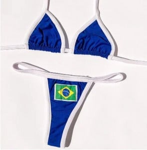 Seksi vez, brazilska zastava, kontrast, podijeljeni bikini set, ženski kupaći kostim Patchwork kupaći kostim zgodne odjeće, ljetna odjeća za plažu