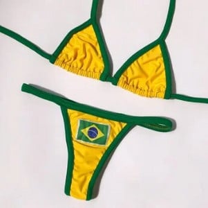Seksi vez, brazilska zastava, kontrast, podijeljeni bikini set, ženski kupaći kostim Patchwork kupaći kostim zgodne odjeće, ljetna odjeća za plažu
