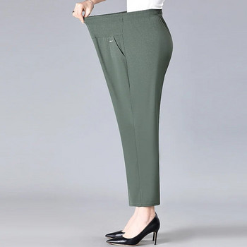Дамски панталони на средна възраст 2023 Нови летни тънки еластични широки прави панталони с висока талия Ежедневни женски панталони 5XL 6XL 7XL 8XL
