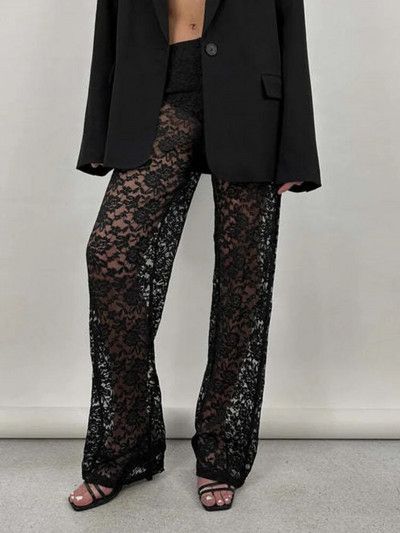 JULISSA MO 2023 nyári áttetsző csipke nadrág, női széles szárú, bő nadrág, masszív, egyenes, hétköznapi