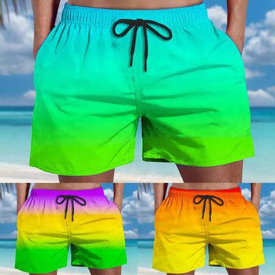 Ανδρικά σορτς κολύμβησης κοντό ντεγκραντέ 2023 Καλοκαίρι Quick Dry Pocket Σορτς παραλίας Χαβάης ανδρικά ρούχα Προπόνηση τρεξίματος