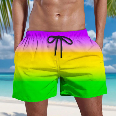 2023-as férfi sport rövid színátmenetes úszónadrág nyári Quick Dry Pocket Beach Shorts Hawaii Board Shorts Férfi Ruházat Futás Edzés