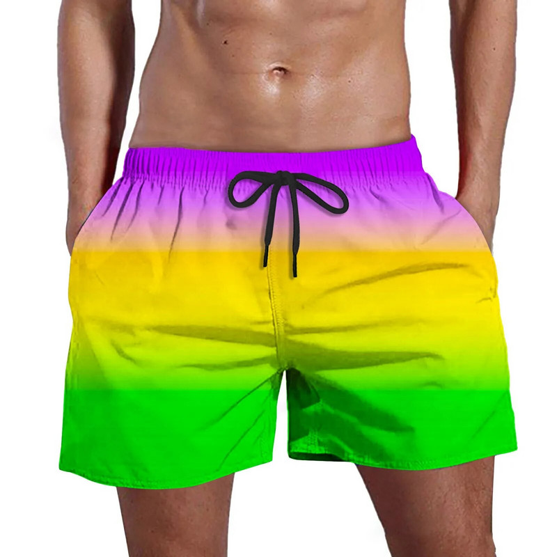 2023-as férfi sport rövid színátmenetes úszónadrág nyári Quick Dry Pocket Beach Shorts Hawaii Board Shorts Férfi Ruházat Futás Edzés