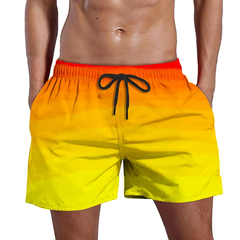2023-as férfi sport rövid színátmenetes úszónadrág nyári Quick Dry Pocket Beach Shorts Hawaii Board Shorts Férfi Ruházat Futás Edzés