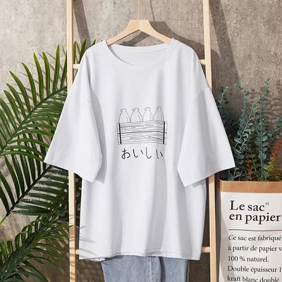 Plus Size 6XL 150KG Tricou de vară pentru femei Tricou cu mânecă scurtă casual alb negru Topuri mari cu gâtul O pentru femei Homewear Top