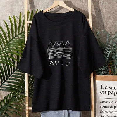 Plus Size 6XL 150KG Tricou de vară pentru femei Tricou cu mânecă scurtă casual alb negru Topuri mari cu gâtul O pentru femei Homewear Top