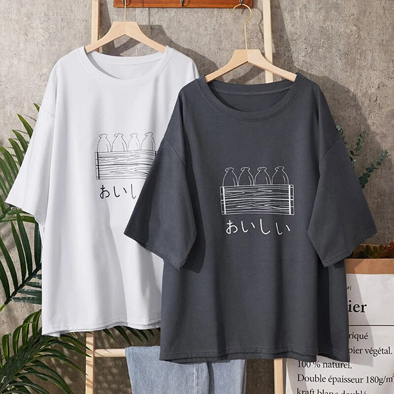 Plus Size 6XL 150KG Tricou de vară pentru femei Tricou cu mânecă scurtă casual alb negru Topuri mari cu gâtul O pentru femei Homewear Top