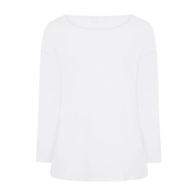 Veľké veľkosti Jar Jeseň Elegantné bavlnené tričko s dlhým rukávom Jednofarebné biele základné topy Tričko Veľká veľkosť Ležérna blúzka 4XL 5XL 6XL 7XL
