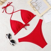 2022 nou costum de bikini sexy costum de baie de culoare solidă Costum de baie de plajă pentru femei