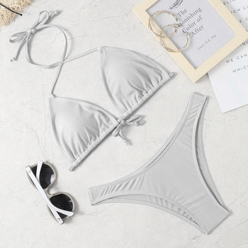 2022 нов секси бикини костюм едноцветен бански Дамски плажен бански костюм