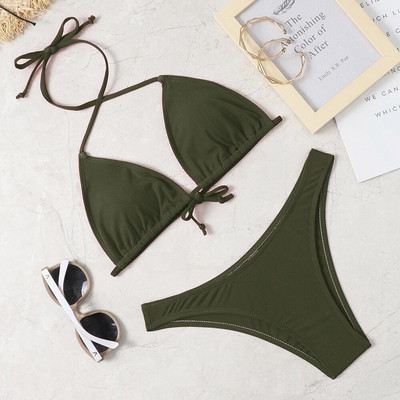 2022 nou costum de bikini sexy costum de baie de culoare solidă Costum de baie de plajă pentru femei