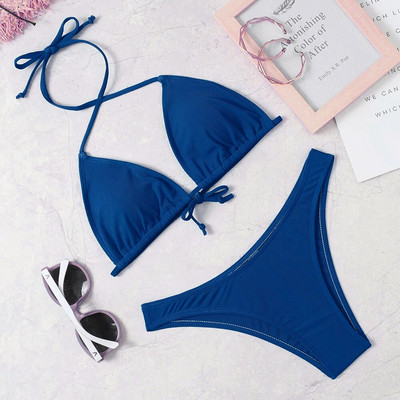 2022 nou costum de bikini sexy costum de baie de culoare solidă Costum de baie de plajă pentru femei