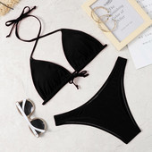 Geantă triunghiulară clasică de 23 de ani Bikini pentru femei sexy Costume de baie braziliană Set sutien Push Up Costum de baie din două piese Costume de baie cu talie joasă duș