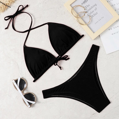 Geantă triunghiulară clasică de 23 de ani Bikini pentru femei sexy Costume de baie braziliană Set sutien Push Up Costum de baie din două piese Costume de baie cu talie joasă duș