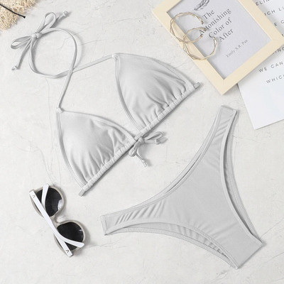 Geantă triunghiulară clasică de 23 de ani Bikini pentru femei sexy Costume de baie braziliană Set sutien Push Up Costum de baie din două piese Costume de baie cu talie joasă duș