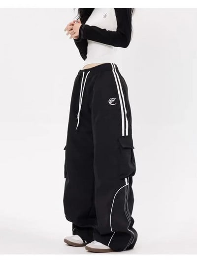 HOUZHOU Vintage Cargo hlače Ženske vrećaste Harajuku Y2k korejske ulične hlače Oversize Padobran Trenirke Hip Hop Široke Joggers Hippie