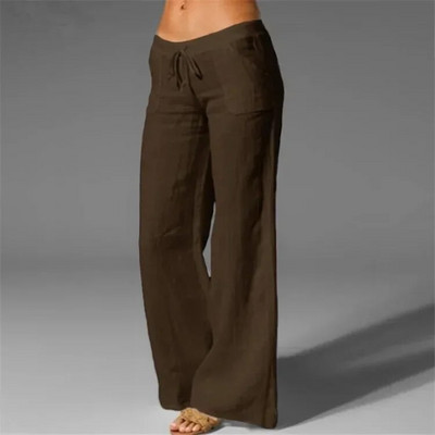 2024, vară, bumbac, in, pantaloni pentru femei, supradimensionați, negri, cu picioare largi, pantaloni casual, pentru femei, la modă, largi, la modă, pentru doamne