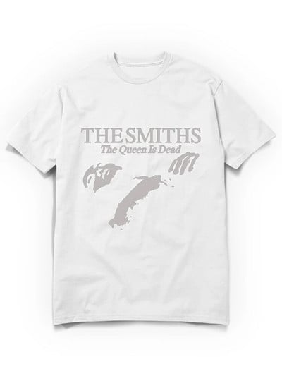 Smiths The Queen Is Dead póló pamut kiváló minőségű rövid ujjú, alkalmi O-nyakú fekete 1980-as évekbeli indie Morrissey blúz, nagy méretű