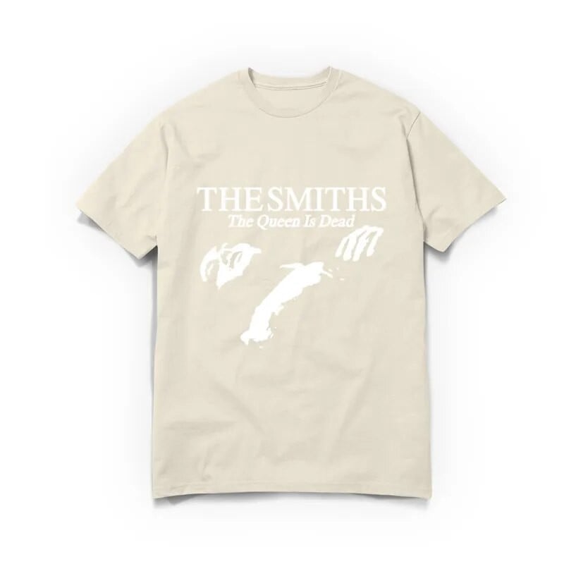 Smiths The Queen Is Dead póló pamut kiváló minőségű rövid ujjú, alkalmi O-nyakú fekete 1980-as évekbeli indie Morrissey blúz, nagy méretű