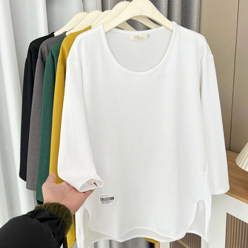 Βασικό γυναικείο μπλουζάκι για Άνοιξη και Φθινόπωρο 100 κιλών casual μονόχρωμο μακρυμάνικο μπλουζάκι