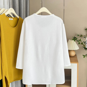 Βασικό γυναικείο μπλουζάκι για Άνοιξη και Φθινόπωρο 100 κιλών casual μονόχρωμο μακρυμάνικο μπλουζάκι