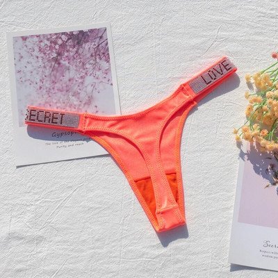 Chiloți pentru femei Lenjerie sexy cu stras strălucitor pentru femei cu talie joasă Lenjerie de corp pentru femeie Secret G-string Culoare neon Tanga pentru femei