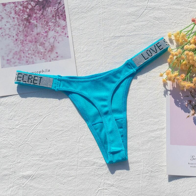 Chiloți pentru femei Lenjerie sexy cu stras strălucitor pentru femei cu talie joasă Lenjerie de corp pentru femeie Secret G-string Culoare neon Tanga pentru femei