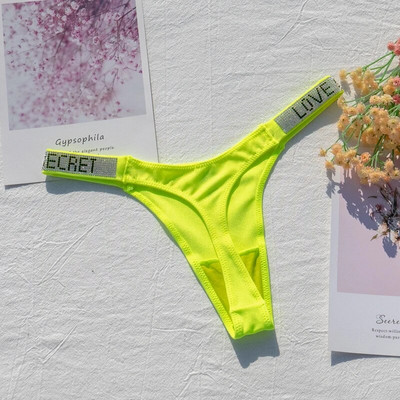 Chiloți pentru femei Lenjerie sexy cu stras strălucitor pentru femei cu talie joasă Lenjerie de corp pentru femeie Secret G-string Culoare neon Tanga pentru femei