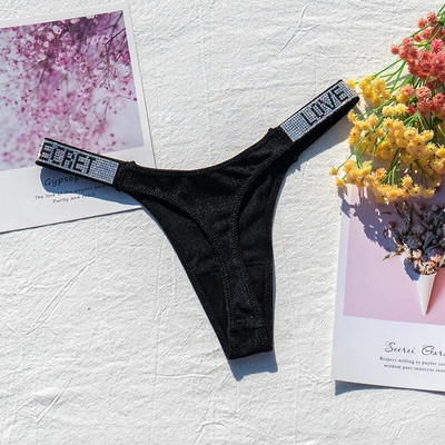 Chiloți pentru femei Lenjerie sexy cu stras strălucitor pentru femei cu talie joasă Lenjerie de corp pentru femeie Secret G-string Culoare neon Tanga pentru femei