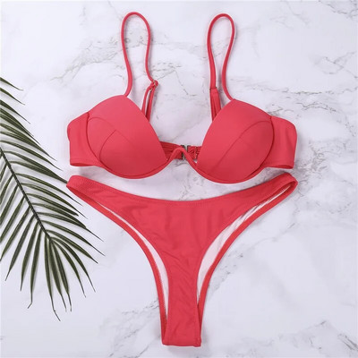 Seksi ženski kompleti Push Up bikinija Jednobojni crno-bijeli kupaći kostimi za plažu s niskim izrezom za žene V-izrez Podstavljeni kupaći kostim Bikini 2023
