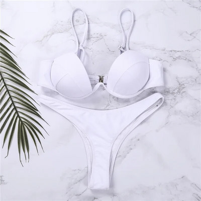 Seksi ženski kompleti Push Up bikinija Jednobojni crno-bijeli kupaći kostimi za plažu s niskim izrezom za žene V-izrez Podstavljeni kupaći kostim Bikini 2023