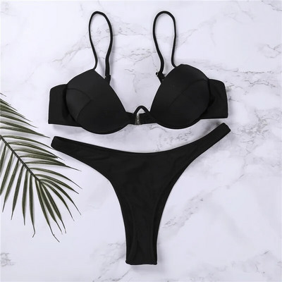 Seksi ženski kompleti Push Up bikinija Jednobojni crno-bijeli kupaći kostimi za plažu s niskim izrezom za žene V-izrez Podstavljeni kupaći kostim Bikini 2023