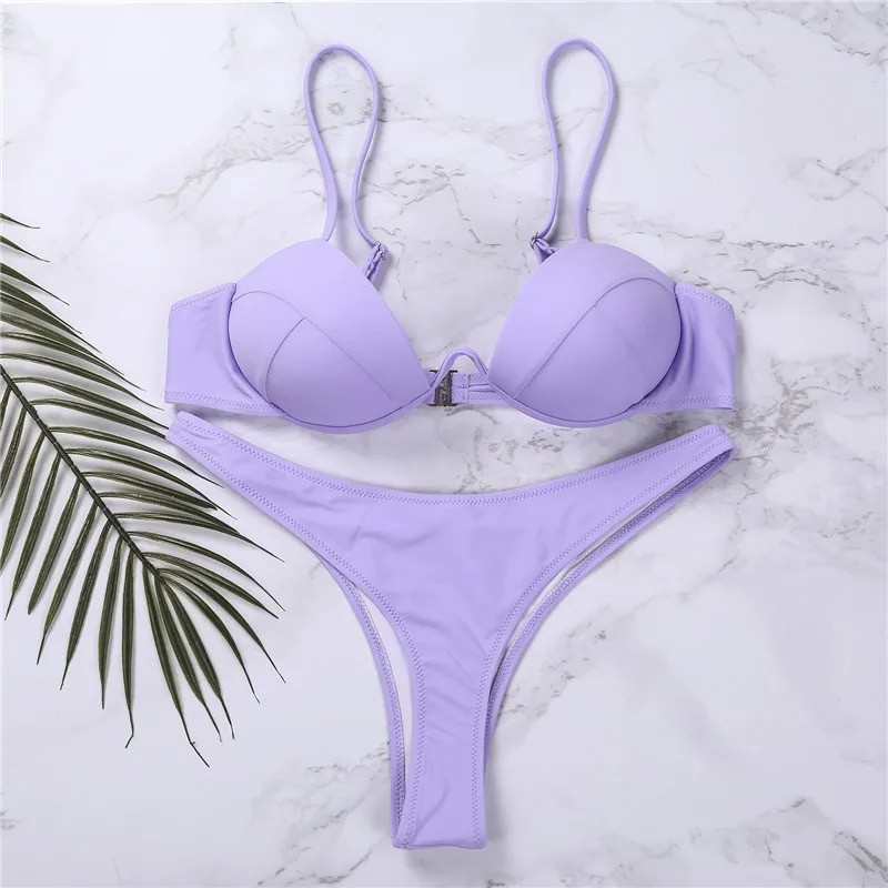 Seksi ženski kompleti Push Up bikinija Jednobojni crno-bijeli kupaći kostimi za plažu s niskim izrezom za žene V-izrez Podstavljeni kupaći kostim Bikini 2023