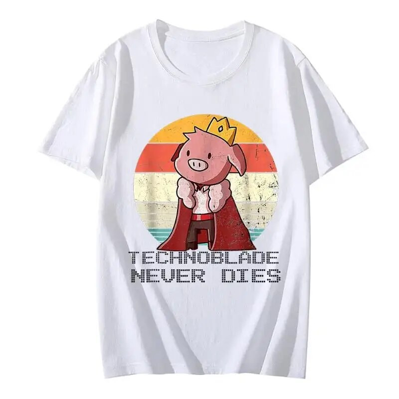 Αστεία Technoblade Never Dies Γραφικά μπλουζάκια κινουμένων σχεδίων Γυναικεία και ανδρικά ρετρό στυλ σε συν μέγεθος βαμβακερό μπλουζάκι Harajuku Casual πουκάμισο