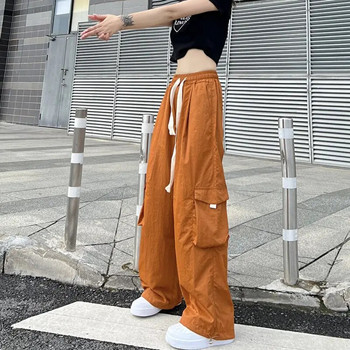 Streetwear Γυναικείο παντελόνι Oversize Solid Cargo Ελαστικό κορδόνι στη μέση Loose Harajuku Hip Hop Casual Φαρδύ Αθλητικό Παντελόνι 2023