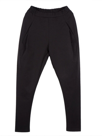 [EAM] Черни къси дълги панталони с висока еластична талия Нови свободни панталони Дамска мода Tide Пролет Есен 2024 1DC419