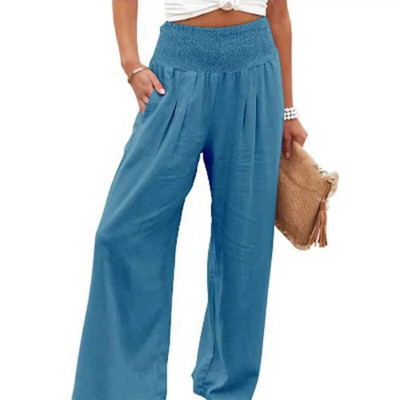Foridol pavasario vasaros medvilniniai lininiai moteriškų kelnių kišenės Tvirtas laisvalaikio baltos plačios kojos biuro moteriškos baltos ilgos kelnės chaki 2024 m.