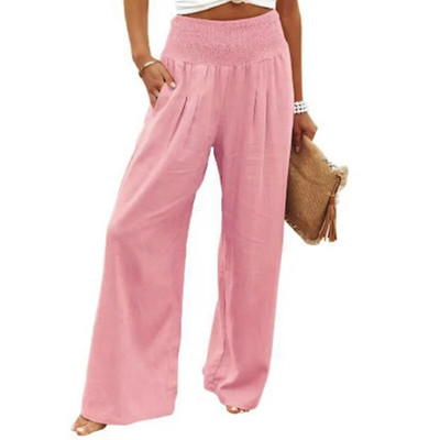 Foridol pavasario vasaros medvilniniai lininiai moteriškų kelnių kišenės Tvirtas laisvalaikio baltos plačios kojos biuro moteriškos baltos ilgos kelnės chaki 2024 m.