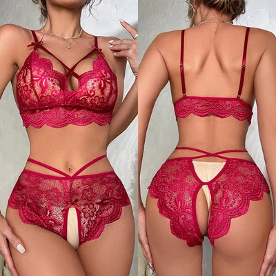 Seksi donje rublje Kompleti čipkanih grudnjaka Seksi donje rublje za žene Tanko prozračno, udobna Babydoll haljina Komplet donjeg rublja Egzotični bodi