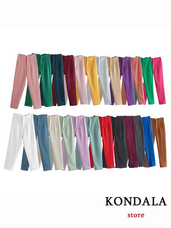 KONDALA Γυναικεία γαλάζια κομψά ρούχα γραφείου ίσιο παντελόνι Vintage ψηλόμεσο φερμουάρ Fly Γυναικείο παντελόνι μόδας 2024
