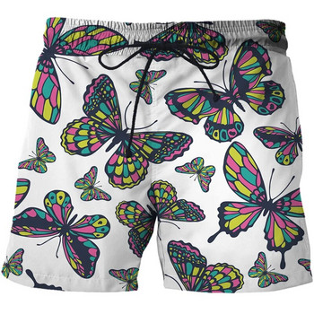 Летни мъжки къси шорти пеперуди 3D шорти за сърфиране Плажни къси мъжки ежедневни бързосъхнещи спортни панталони Бански плажно облекло