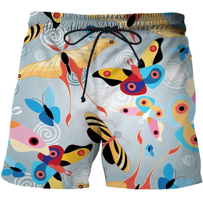 Летни мъжки къси шорти пеперуди 3D шорти за сърфиране Плажни къси мъжки ежедневни бързосъхнещи спортни панталони Бански плажно облекло