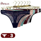 3PCS/Set Seksi mrežaste šuplje gaćice sa žicom Žensko donje rublje Žensko prozirno jednobojno tange niskog struka Prozračno donje rublje