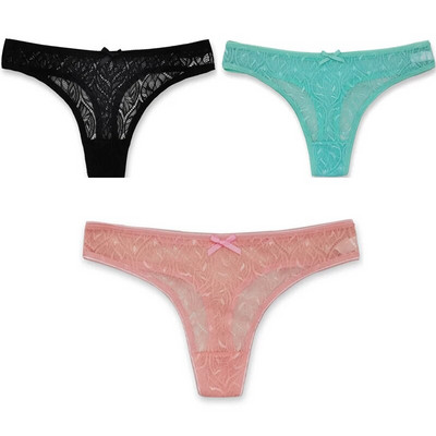 3PCS/Set Seksi mrežaste šuplje gaćice sa žicom Žensko donje rublje Žensko prozirno jednobojno tange niskog struka Prozračno donje rublje