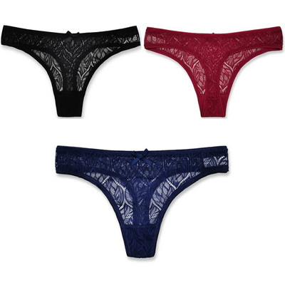 3PCS/Set Seksi mrežaste šuplje gaćice sa žicom Žensko donje rublje Žensko prozirno jednobojno tange niskog struka Prozračno donje rublje
