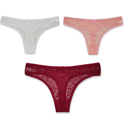 3PCS/Set Seksi mrežaste šuplje gaćice sa žicom Žensko donje rublje Žensko prozirno jednobojno tange niskog struka Prozračno donje rublje