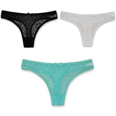 3PCS/Set Seksi mrežaste šuplje gaćice sa žicom Žensko donje rublje Žensko prozirno jednobojno tange niskog struka Prozračno donje rublje