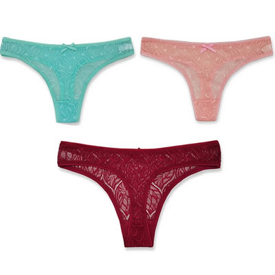 3PCS/Set Seksi mrežaste šuplje gaćice sa žicom Žensko donje rublje Žensko prozirno jednobojno tange niskog struka Prozračno donje rublje